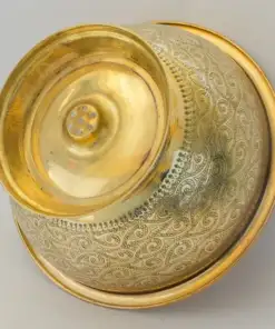Antique brass bowl vessel sink with engraved patterns for bathroom vanity