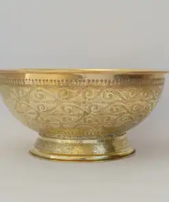 Antique brass bowl vessel sink with engraved patterns for bathroom vanity