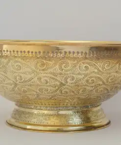 Antique brass bowl vessel sink with engraved patterns for bathroom vanity