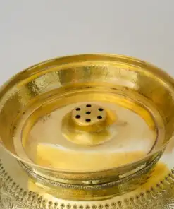 Antique brass bowl vessel sink with engraved patterns for bathroom vanity