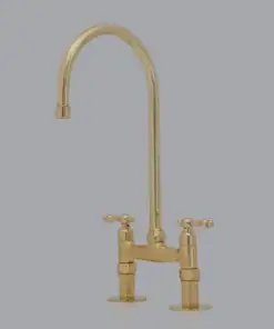 6-inch unlacquered brass bridge faucet with lever handles