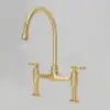 Vintage 8-inch unlacquered brass bridge faucet with lever handles for kitchen sinks