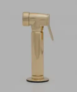 Vintage 8-inch unlacquered brass bridge faucet with lever handles for kitchen sinks