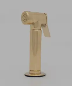 Vintage 8-inch unlacquered brass bridge faucet with lever handles for kitchen sinks