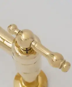Vintage 8-inch unlacquered brass bridge faucet with lever handles for kitchen sinks