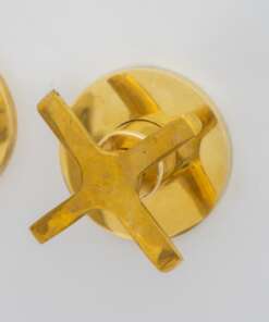 Unlacquered brass wall mount cold faucet with minimalist vintage design