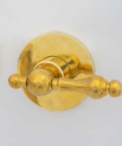 Unlacquered brass wall mount cold faucet with minimalist vintage design