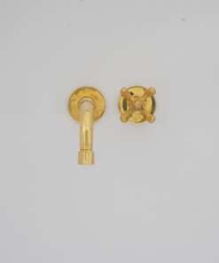 Unlacquered brass wall mount cold faucet with minimalist vintage design