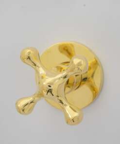 Wall-mounted tub filler with sleek design and brass finish for freestanding bathtubs