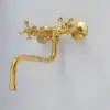 Antique brass kitchen faucet with wall-mount design
