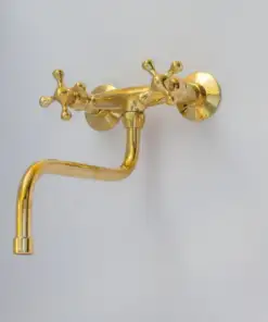 Antique brass kitchen faucet with wall-mount design