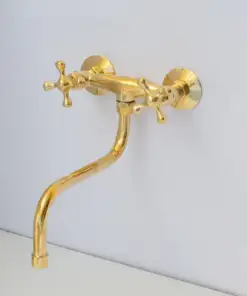 Antique brass kitchen faucet with wall-mount design