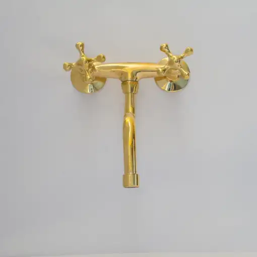 Antique brass kitchen faucet with wall-mount design