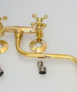 Antique brass kitchen faucet with wall-mount design